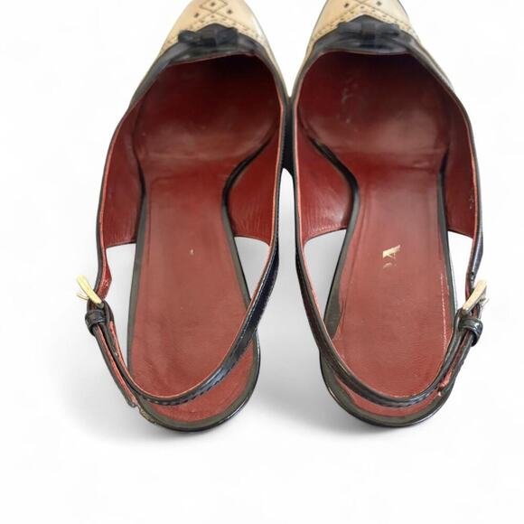 y2k vtg. Prada Tuxedo two Tone Kitten Heel Strappy Pumps size 6-6‎ 1/2 - Picture 4 of 7